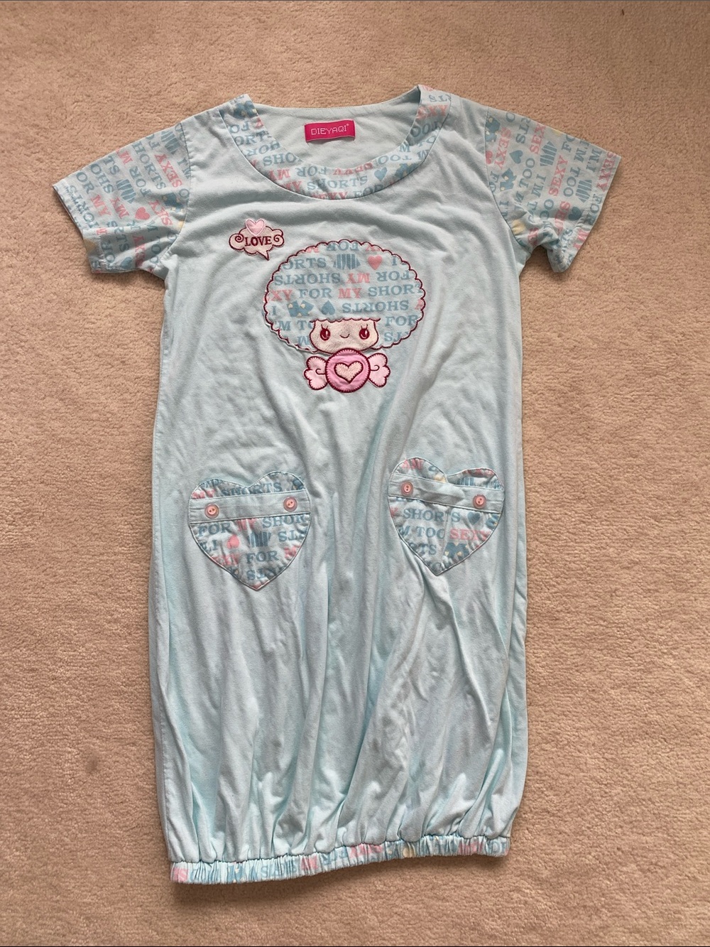 Light Blue Short Sleeve Nightgown